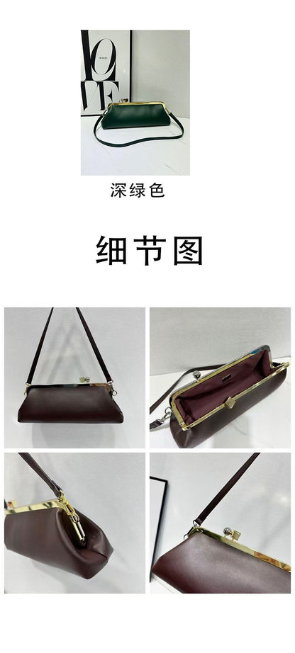 Fashion Long Clutch Bag for Women Luxury Designer Kiss Clip Handbags Luxury Pu Leather Underarm Shoulder Bags Trend Party Purses