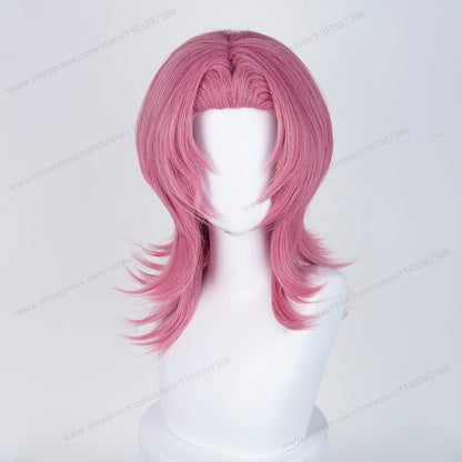 Saja Boys Romance Cosplay Peruca Sintética 48cm Rosa Escuro Cabelo Masculino Anime Perucas Resistentes ao Calor