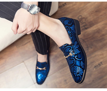 Spring Business Men Shoes Gold Blue Adult Dress Footwear Slip-on Man Party Formal Shoes Plus Size Casual Shoes For Mens Zapatos