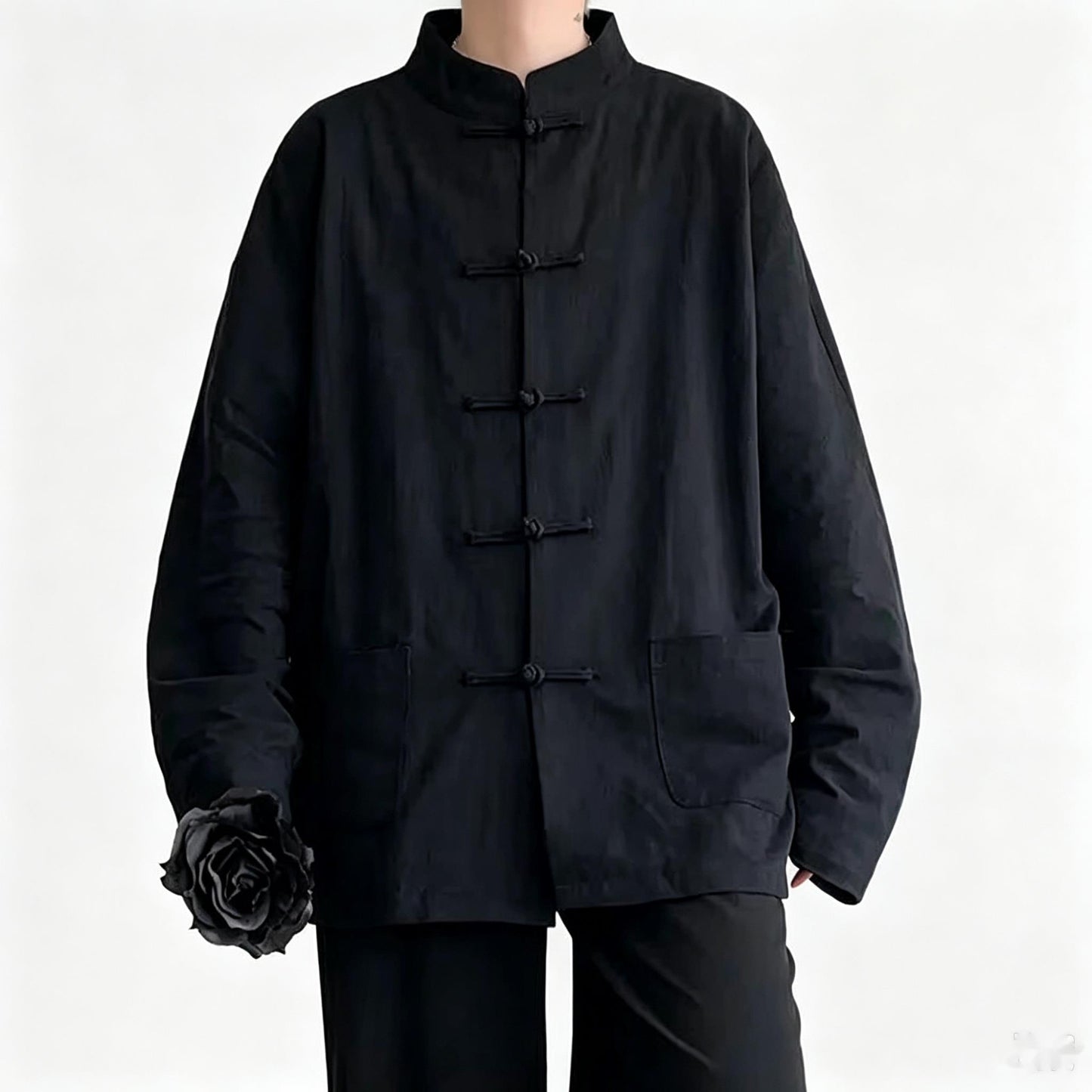 Chinese Traditional Clothes Improved Hanfu Cotton Qipao Top Autumn Spring Casual Outwear Male Big Size Shirt Kungfu Jackets