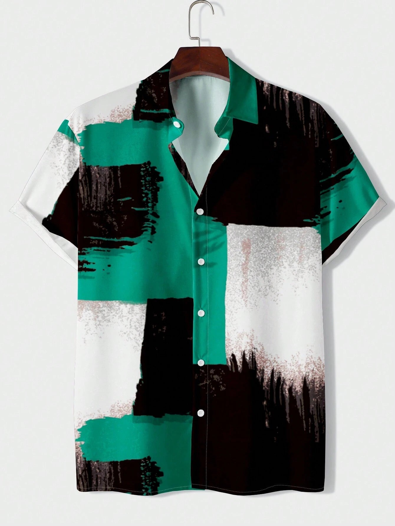 Men's And Women's Irregular Pattern Printed Shirts Casual Design Short Sleeve Shirts Fashion Button-Ups