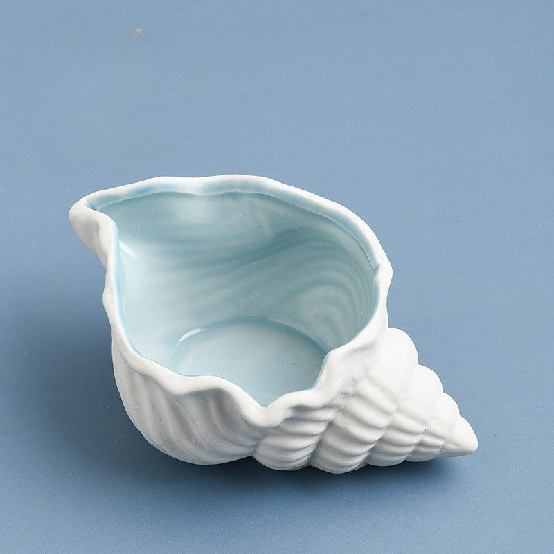 Mediterranean Ceramic Shell Ornaments Living Room Decorations Ocean Jewelry Box Multi-Functional Storage Accessories