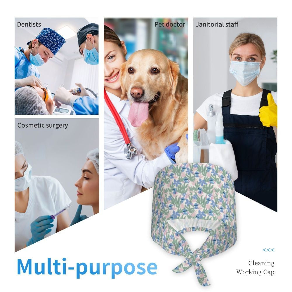 Custom Retro Cartoon Cleaning Working Cap Comfortable  Stitch Ohana Scrub Cap Surgicals Hat Nurse Scrubs Hat For Dentist