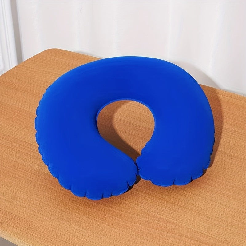 Ergonomic C-Shaped Neck Pillow, Polyester Travel  Car Support Cushion U-shaped Travel Inflatable Pillow