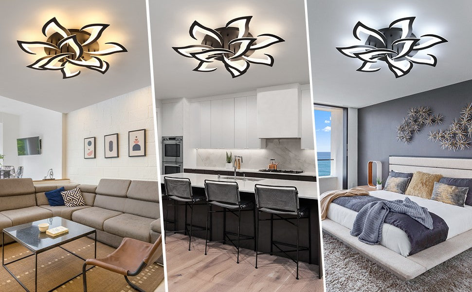 Flower Shape LED Ceiling Light, Dimmable 3000K-6500K APP for Living Room Bedroom Kitchen Modern Acrylic Chandelier Energy Saving