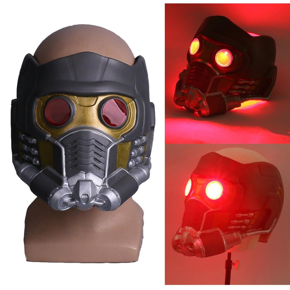 Cosplay Star Lord LED Helmet Latex Mask Infinity War Peter Jason Quill LED Mask Superhero Halloween Party Props