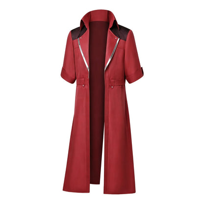 Dante Cosplay Costumes Men's Uniform Red Long Poncho Jacket Set Ruby Pendant Necklace Roleplay Prop Outfits Halloween Carnival