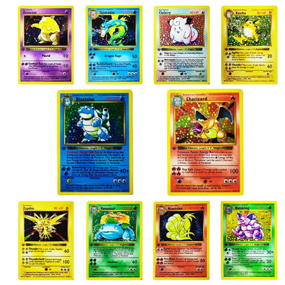 Cartas Colecionáveis Pokémon 1996 1ª Edição Flash Cards Charizard Blastoise Jogo DIY PTCG Jogo Anime Cartas Feitas à Mão Brinquedos de Presente