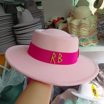 Fedora Chapéu de Copa Reta Chapéu de Outono/Inverno Chapéu RB Britânico Francês Chapéu de Copa Reta Chapéu Punk Jazz Chapéu de Aba Larga Gorras ??