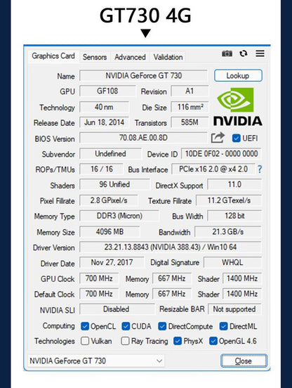 Placa de vídeo de baixo perfil SRhonyra GT730 RX550 GT1030 GTX1050 1050Ti 4GB, GPU de baixo perfil para SFF, PCs industriais e mini PC OPS