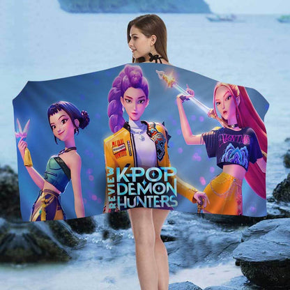 Kpop D-demon Hunters Beach Towels Shower Towel Sauna Travel Spa Microfiber Quick Dry Gym Accessories Cute Room Decor