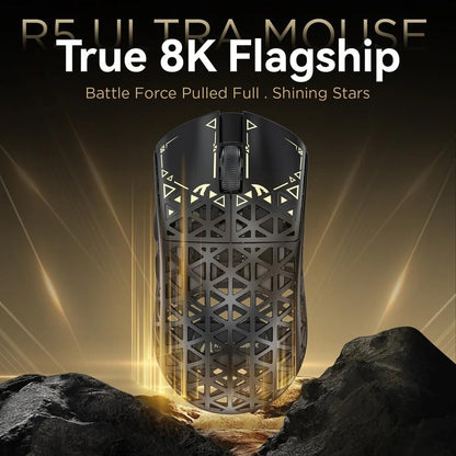 ATTACK SHARK R5 8K Wireless Gaming Mouse, 42K DPI -PAW3950 MAX Sensor -39g Ultra-Lightweight Carbon Fiber Hollowed-Out Design