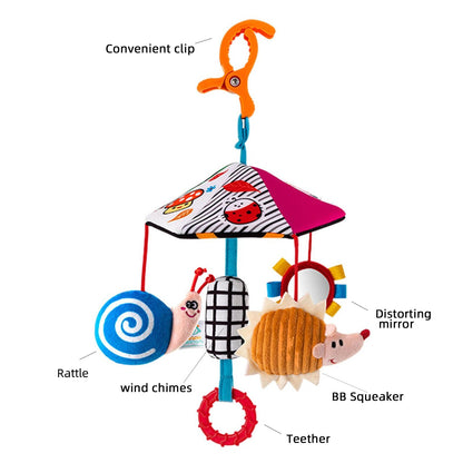 Baby Color Plush Umbrella Wind Chime Baby Bed Bell Visual Inspiration Baby stroller pendant Wind Chime Comfort Toy