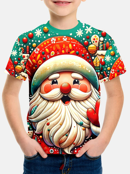 Children's Christmas T-Shirt 3D Print Funny Tops Festival Short Sleeve Baby Clothes 2-10y Christmas Gift for Boys Girls Clothing