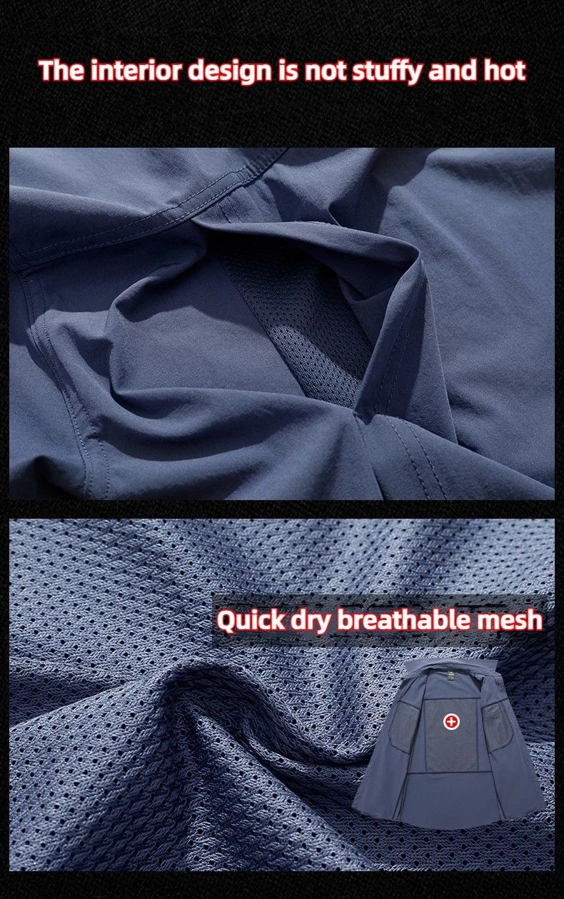 Spring Men Long Sleeve Shirts Mens Tactical Work Outdoor Cargo Shirts Men Summer Casual Breathable Quick Dry Safari Hiking Shirt