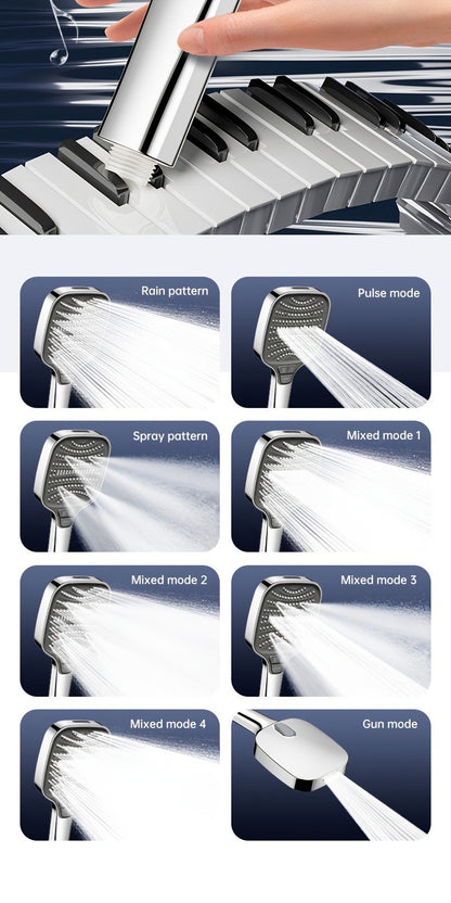 Chuveiro Turbo Pressurizado com 8 Modos, Painel Grande de 12cm, Chuveiro Econômico, Chuveiro com Filtro em ABS Reforçado à Prova de Explosão