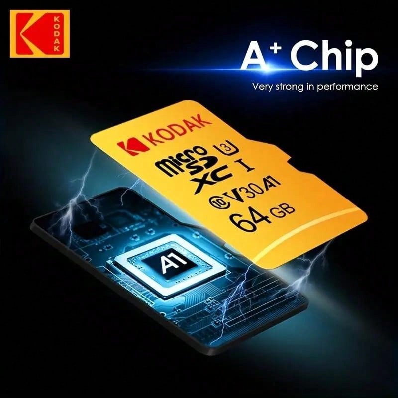 Cartão de Memória Micro SD Kodak 32GB-256GB - Alta Velocidade Classe 10 U3 UHS-I para Smartphones, Câmeras Digitais, Tablets e Drones Chri