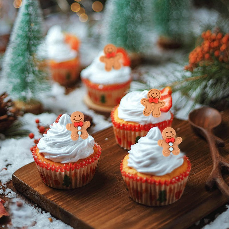 10/20Pcs Mini Gingerbread Man Resin Ornaments Christmas Decoration Flatback Cabochon Figurine Scrapbook DIY Jewelry Accessories