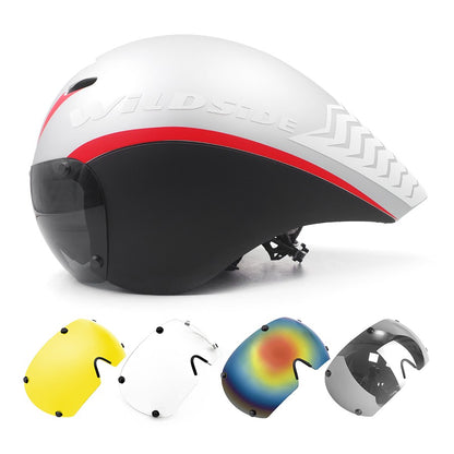 Capacete de Ciclismo de Estrada Wildside Aero TT Capacete de Segurança para Bicicleta de Triathlon Ultraleve com Óculos Acessórios para Bicicleta