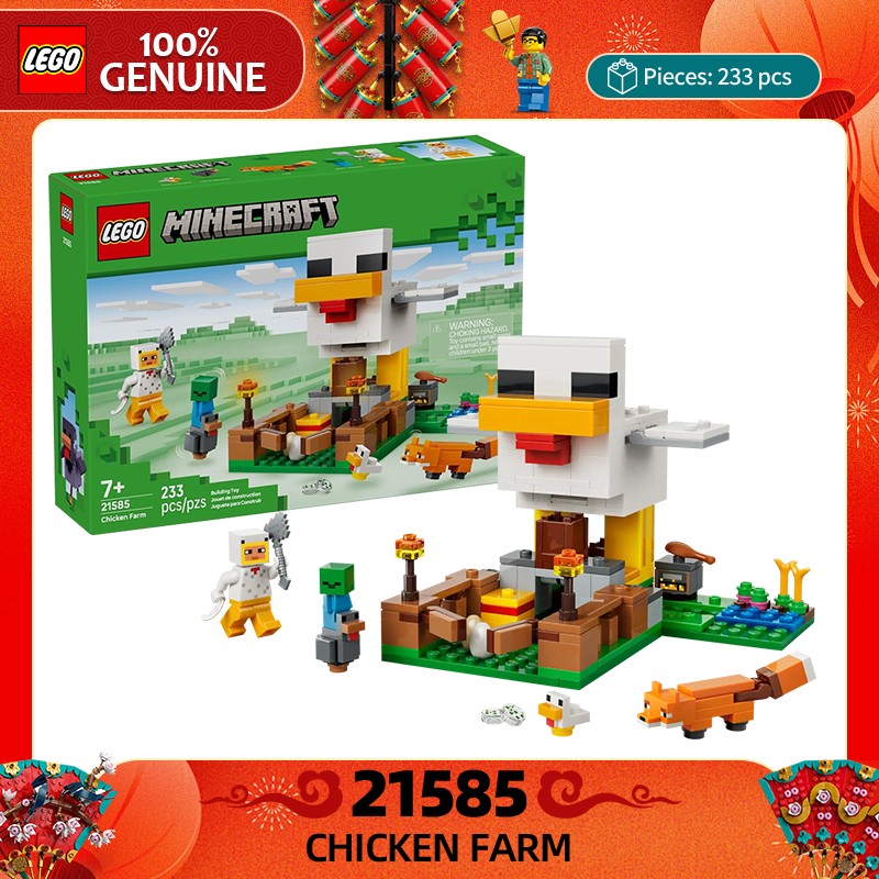 Lego Minecraft Série 21585 Fazenda de Galinhas Quebra-Cabeça Infantil Montar Blocos de Construção Brinquedo de Presente