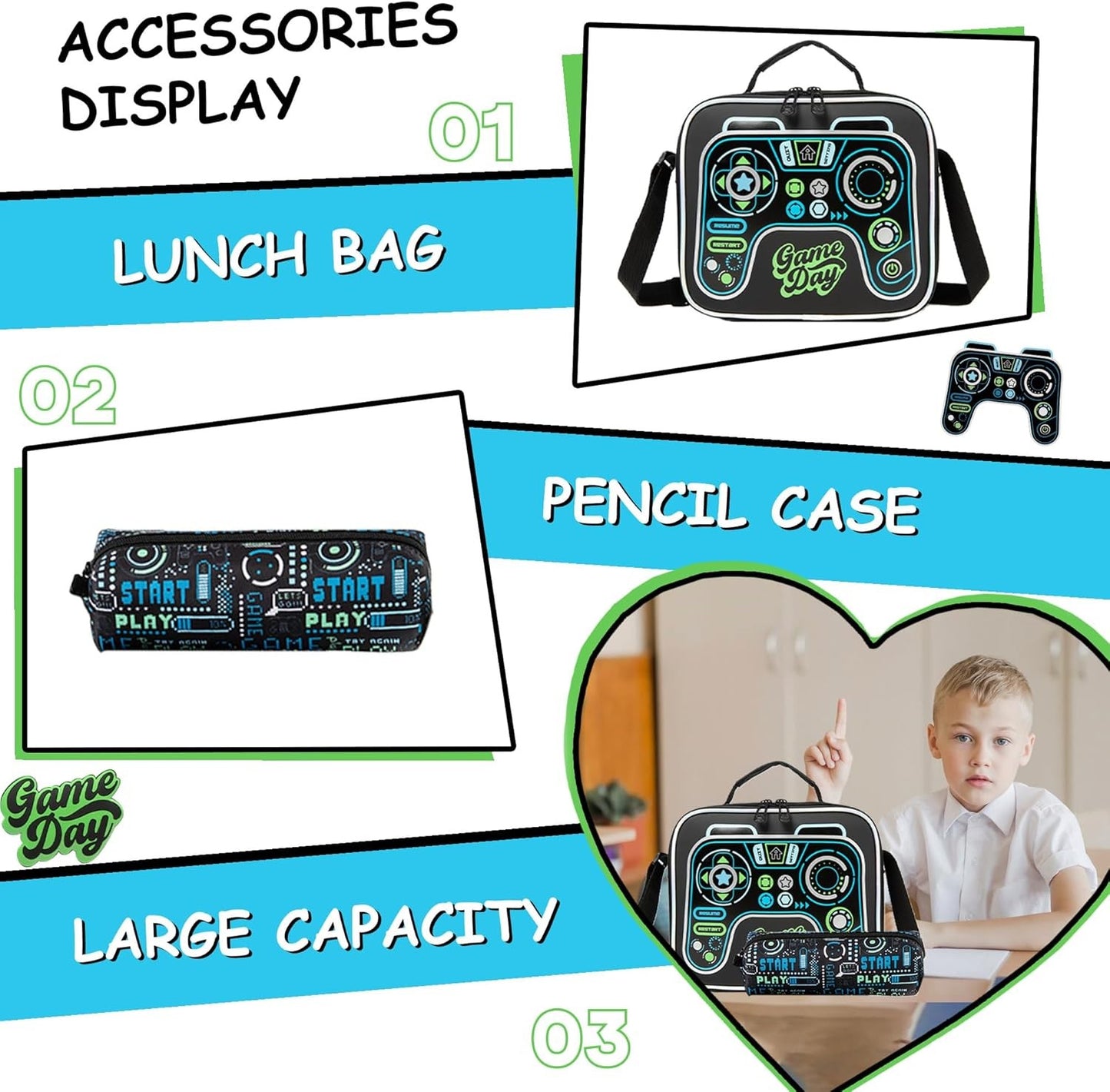 Meetbelify Mochila para Meninos Mochilas para Alunos do Ensino Fundamental Pré-Escolar Infantil Mochila Escolar Fofa com Lancheira e Estojo