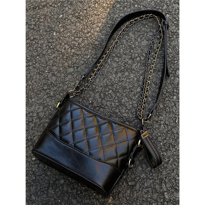 New Trendy High-End Black Single Shoulder Crossbody Chain Hobo Bag for Women