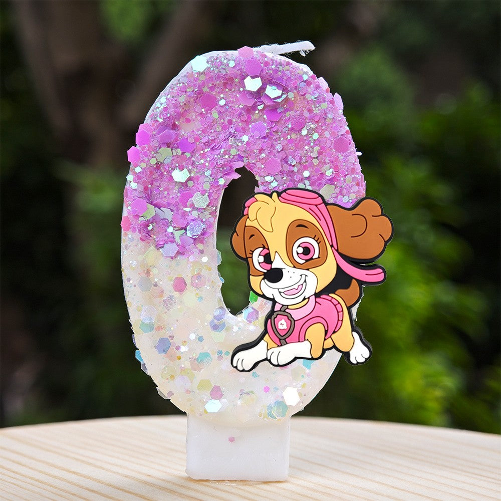 Paw Patrol Candle 0-9 Number Candle Paw Patrol Cartoon Character Party Cake Plug-in Birthday Cake Decoration Baby Shower Gift