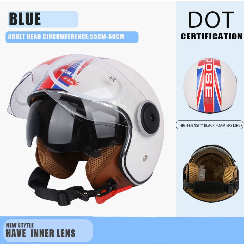 Capacete de proteção certificado pelo DOT, capacetes vintage de lente dupla, capacete de corrida para todas as estações
