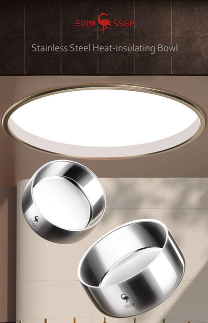 LFGB Certificate 316L Stainless Steel Bowl Heat Insulating Warm Keeping 380ml 526ml Food Container Safe Baby Children Dinnerware