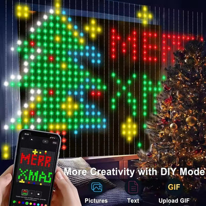 RGB Curtain String Lights Music Sync Text Display Fairy Light App Controlled DIY Christmas Curtain Light Wall Room Decor 3M