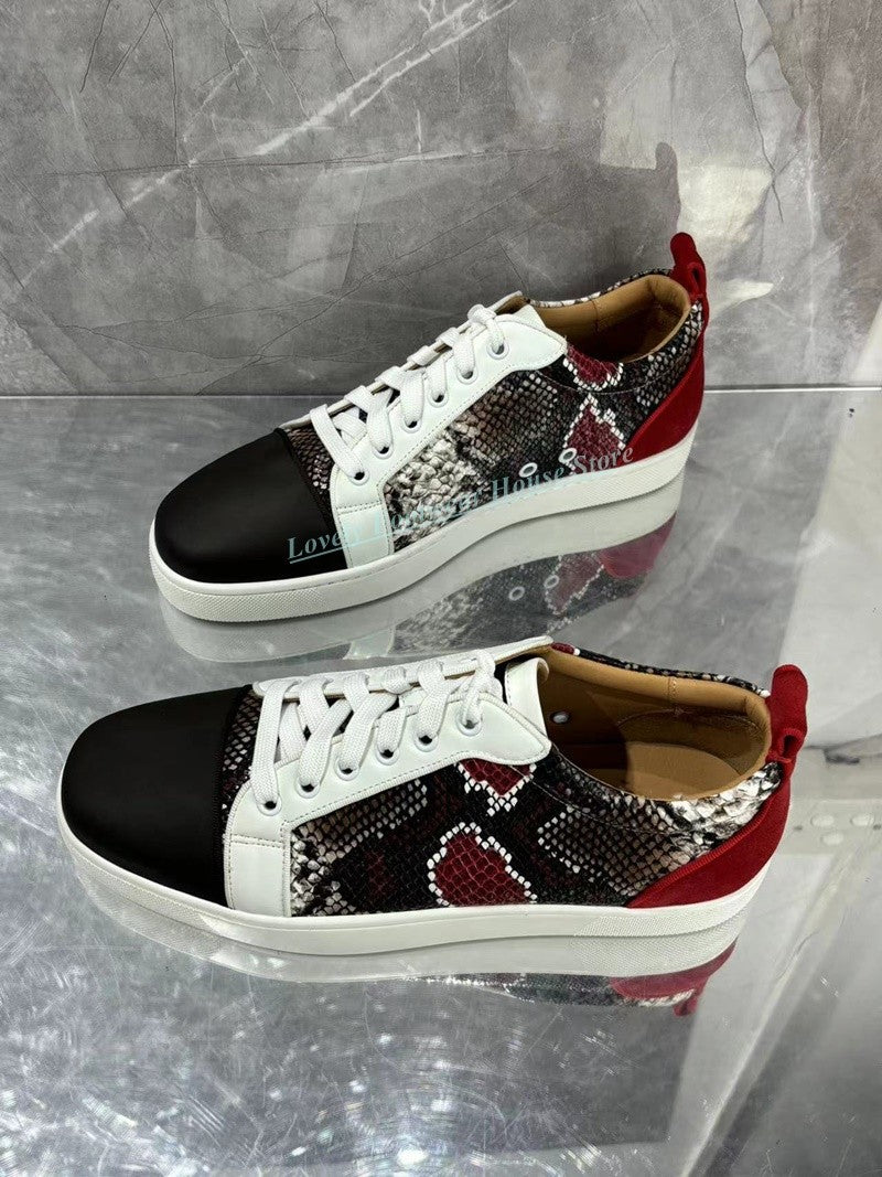 Sapatos Mocassim Feminino Masculino Sexy com Estampa de Cobra Bico Redondo Preto Cadarço Salto Baixo Antiderrapante Primavera Outono