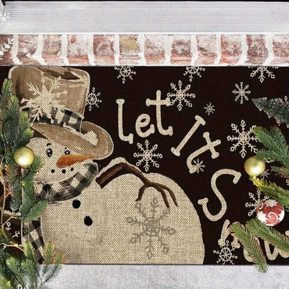 1pcs Thickened Non-Slip Indoor Welcome Rug Doormat Soft Brown/White Winter Snowflake Beige Brown Design for Entrance, Bedroom