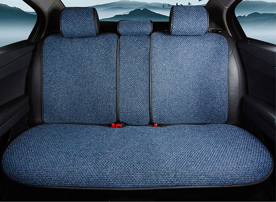 SEAMETAL Flax Car Seat Cover Breathable Sweatproof Linen Car Seat Cushion with Backrest Pad 4-Season Universal for 98% Vehicles