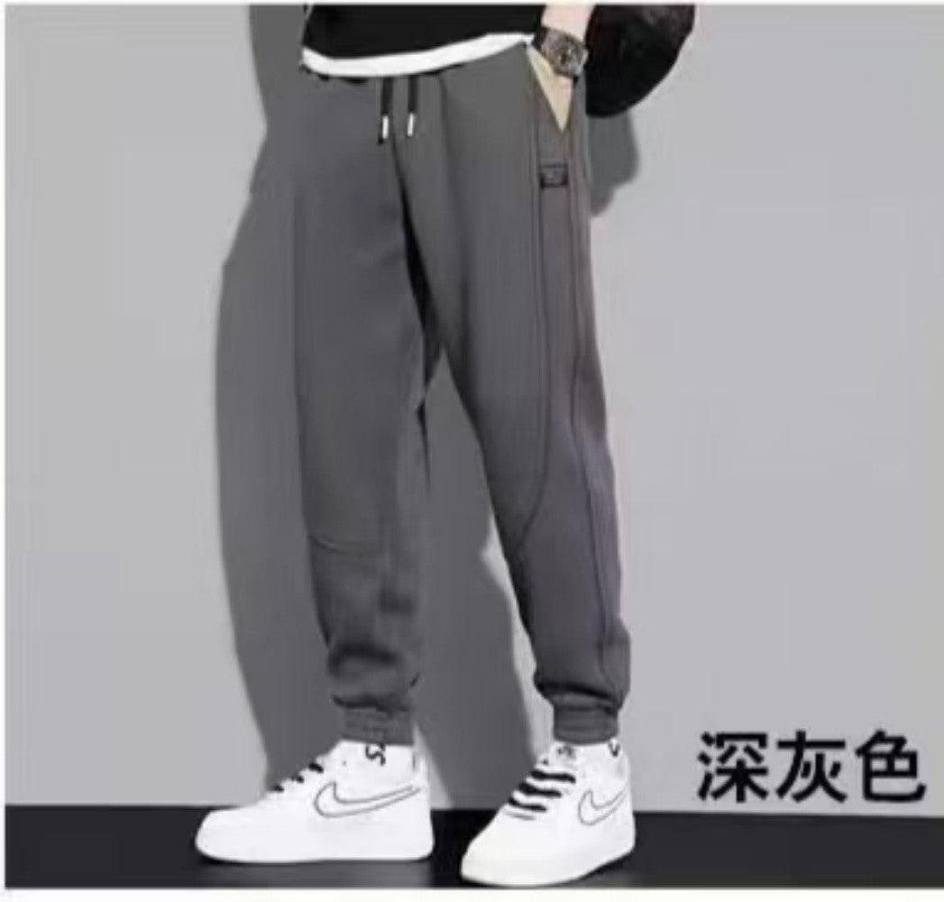 Calças Compridas Masculinas Primavera e Outono com Cordão Elástico na Cintura Casual, Calças Esportivas Masculinas Folgadas