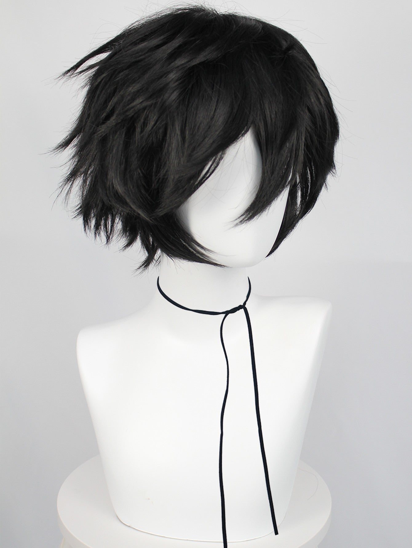 Peruca Curta Lisa Masculina Sintética - Preta, Perfeita para Halloween, Natal, Eventos de Cosplay, Festas a Fantasia