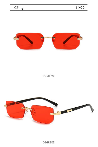 Óculos de Sol Retangulares sem Aro Modernos Populares Femininos Masculinos Óculos de Sol Pequenos Quadrados Para Mulheres Homens Viagem de Verão Oculos