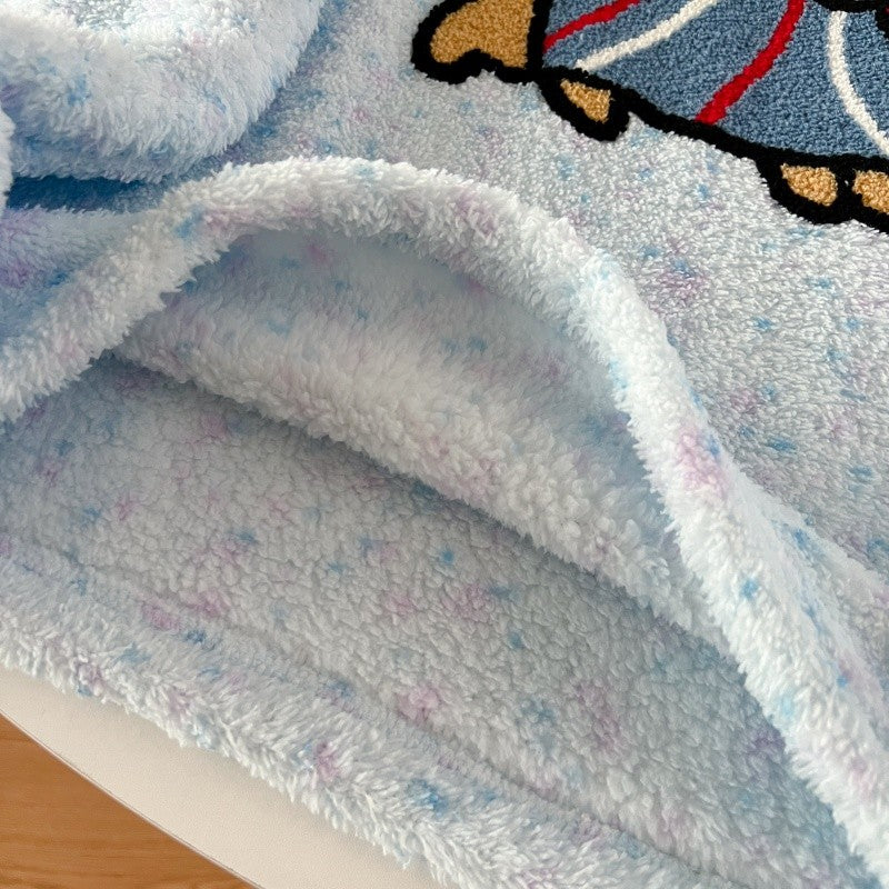 2pcs/Set Pajamas Korean Cute Dog Thickened Warm Fall And Winter Women's Pajamas Long-Sleeved Long Pants Set Sweet New Sleepwear