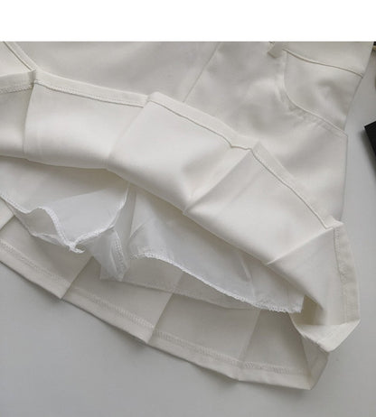 Y2K Vintage High Waist Pleated Skirt Women College Style Uniforms Safety Pants M