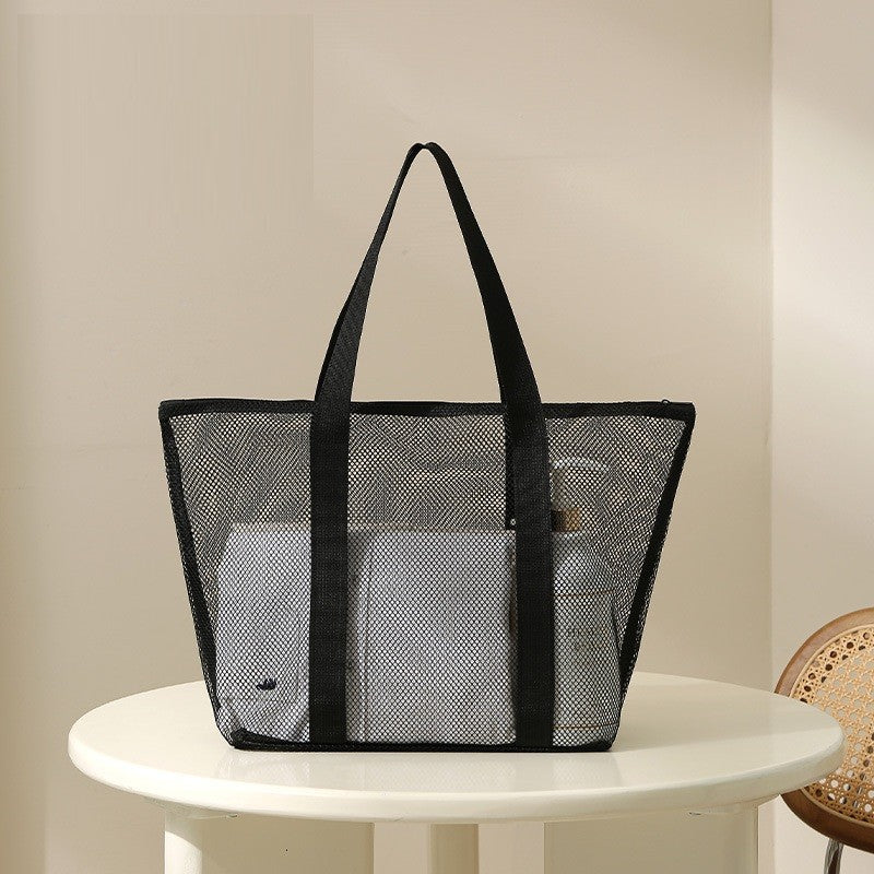 Transparent Mesh Cosmetic Tote Bag Beach Bathroom Shower Accessories Travel Portable Towel Toiletry Handbag Storage Organizer