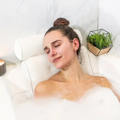 1 spa bathtub pillow with anti slip suction cups for neck and back support, bathtub/bathroom accessory