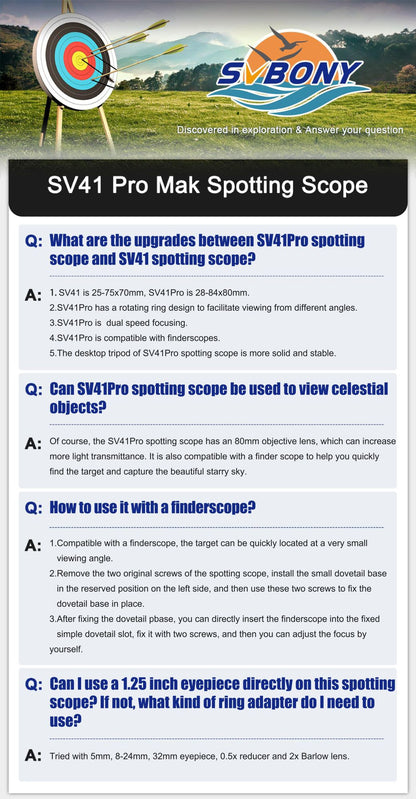 Svbony Mak Spotting Scope 70mm/80mm/90mm FMC Coating mak telescope for Bird Watching, Lunar, Planetary Observations