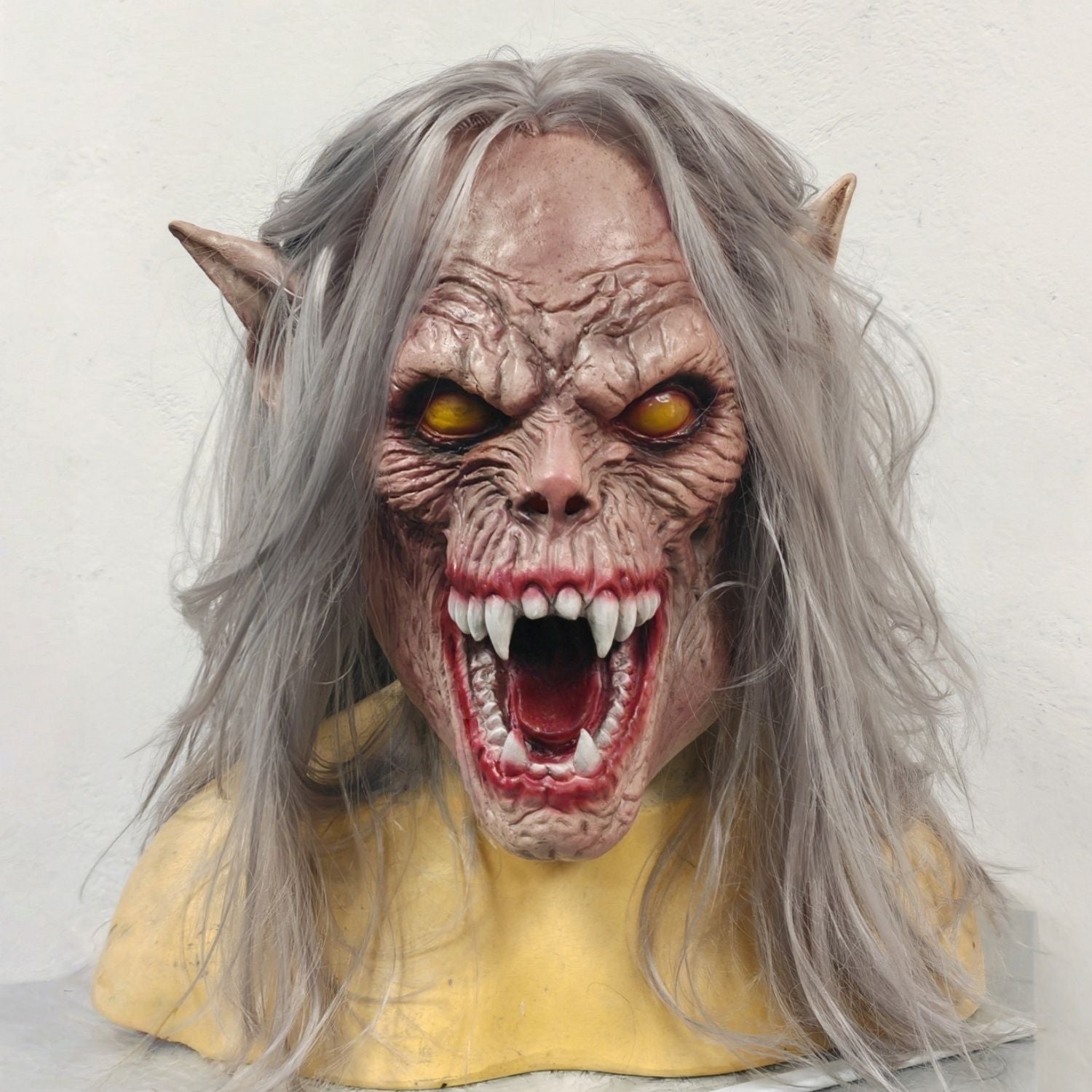 Realistic Split Mouth Demon Mask Scary Latex Horror Monster Full Head Cosplay Props For Halloween Party Costume Evil Ghost Face