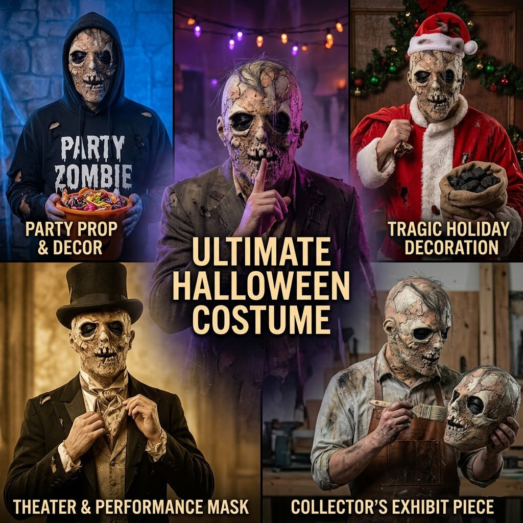 Realistic Zombie Skull Latex Mask Full Head Scary Skeleton Costume Mask For Adult Halloween Cosplay Party Horror Prop