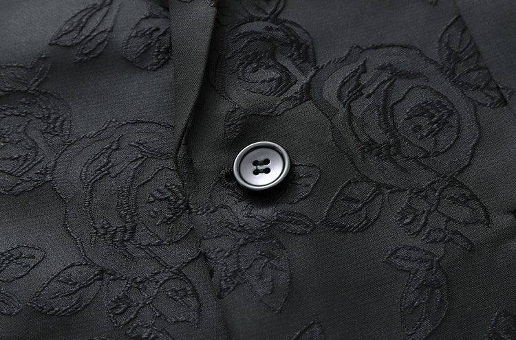 Summer and Autumn New Men Rose Suit Jacket Black White Fashion Male Business Wedding Party Dress Blazer Coat Large Size 6XL