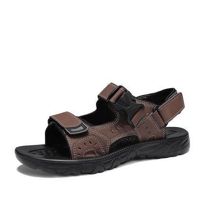 Summer Men Sandals PU Leather Lightweight Open Toe Flat Mens Casual Shoes Outdoor Walking Sandals for Men Beach Shoes Size 39-46