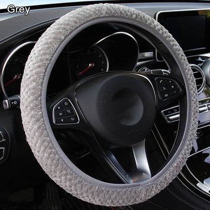Capa de Volante de Carro de Veludo Pérola de Inverno Acessório para Carro Proteção Antiderrapante Quente Pelúcia Macia