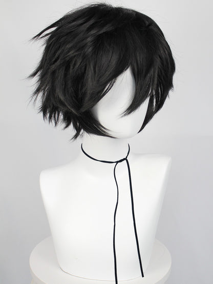 Peruca Curta Lisa Masculina Sintética - Preta, Perfeita para Halloween, Natal, Eventos de Cosplay, Festas a Fantasia