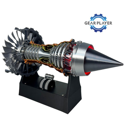 Kit de Modelo de Motor Turbojato com Velocidade Ajustável e Simulação de Chama Traseira para Montagem DIY e Projetos de Ciência