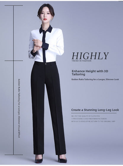 Bla Straight Leg Work Pants Women's Autumn Winter Spring Profional Suit Pants Slimming Formal Long Trousers for Office