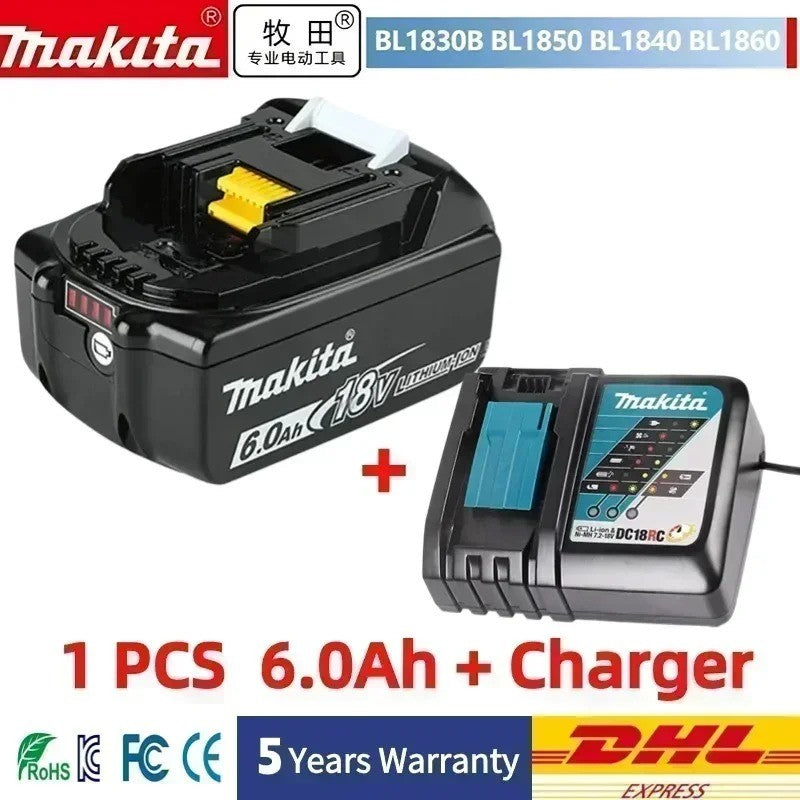 Bateria recarregável 100% original Makita 18V 5.0Ah 6.0Ah 9.0Ah, para ferramentas elétricas Makita Bateria+carregador+furadeira elétrica